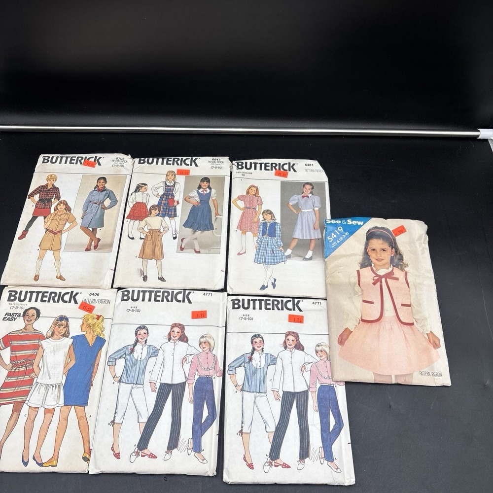 1980s VTG Sewing Pattern Lot Girl Dress Skirt Butterick UC FF NEW SZ 2 4 6 8 10